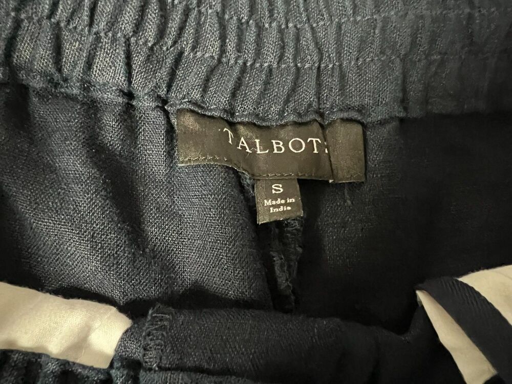 Talbots Blue Pull-on Drawstring Wide Leg Cropped Linen Pants  Size S  Casual - Picture 9 of 14